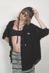 WOOD BUTTON CHILL OUT HOODIE -BLACK-